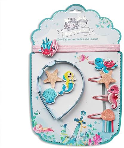 PaPIerDraCHeN Set per capelli – Cerchietto per capelli in velcro   Toppe intercambiabili nel design * sirena*   Bellissimi accessori creativi per capelli per ragazze – Set 2