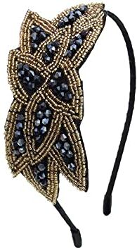 VASANA Fatti a mano Bling Rhinestone Flapper Fascia Retro Copricapo Perline Foglia Accessorio per Capelli per Festa in Costume Capelli Fasce Anni '20 Oro Strass Nero Argento Cristallo Sposa Spille