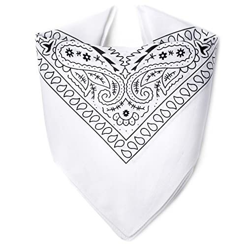 ...KARL LOVEN Bandane 100% cotone per donna uomo Bambini fazzoletto da collo bandana Bianco originale motivo paisley copricapo sciarpa per capelli collo polso testa cravatta motociclista