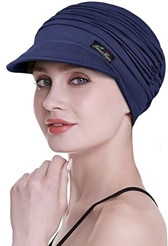 FocusCare Cotton Newsboy Beanie for Cancer Donna cap Elegante Summer Picnic Headwear per la Perdita dei Capelli Marina Militare