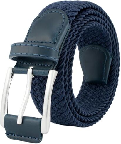 BOZEVON Cintura Elastica Intrecciata Cintura in Tessuto Elasticizzata Casual Unisex Cintura Cinta Regolabile Vintage per Uomo e Donna Lunghezza 105 cm Blu