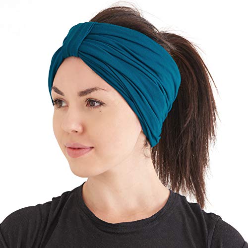 CHARM Fascia Turbante Moda Grosso Donna Copricapo Invernale Cappello Chemio Capelli Naturali Blu Verde