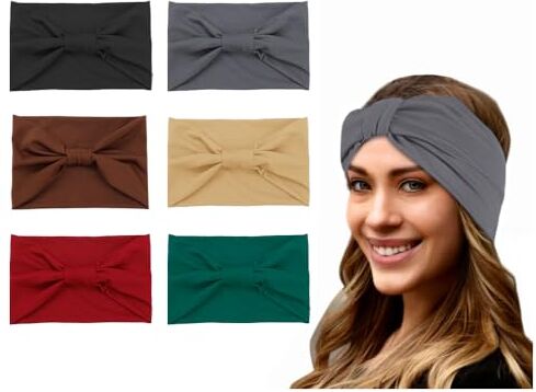 DKDXID 6pcs Fascia Capelli Donna Skincare Elastiche Fascia Capelli Yoga Fasce Capelli Donna Nodo Croce Turbante Fascia Sport Headband Larga Fascia Bandana per Capelli Donna Cerchietto Capelli per Quotidiano