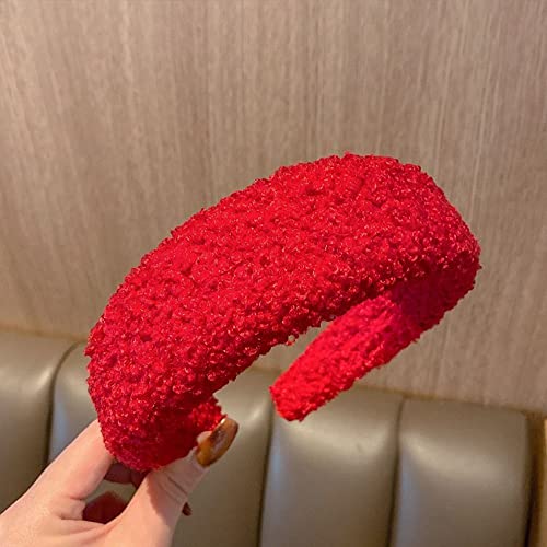 Famboz Accessori per capelli Inverno caldo largo bandana in cotone a tesa larga fascia per capelli in cashmere fascia per capelli (rosso)