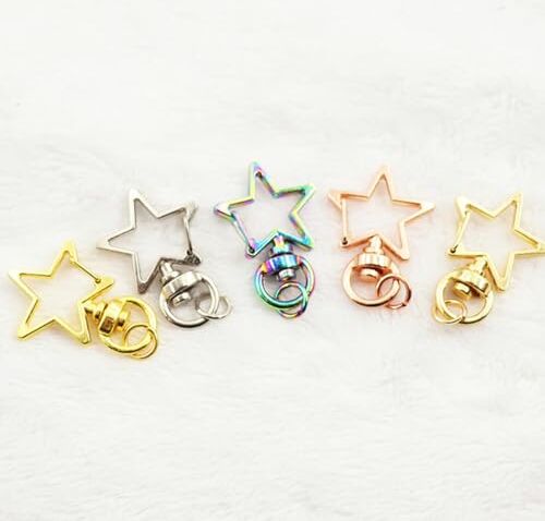 WYLZBA 10 pezzi 13 stile 5 colori catena chiave animale moschettone ganci portachiavi cane fibbia fai da te creazione portachiavi accessori gioielli-stella-oro