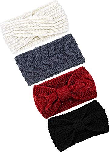 DRESHOW 4 Pezzi Fasce per Capelli Tessuto di Lana Turbante Fascia da Donna Invernale Accessori Cerchietti per Donna Ragazze