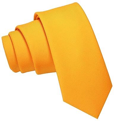 JEMYGINS Uomo Cravatta Sottile in Tessuto Misto Cotone da 6cm di Larghezza Disponibile in Diverse Colorazioni,cotone, giallo