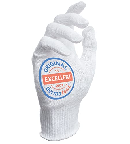 Well B4 Guanti di cotone, guanti idratanti in tessuto, guanto in stoffa, morbidi guanti in maglia con polsino elastico, bianco