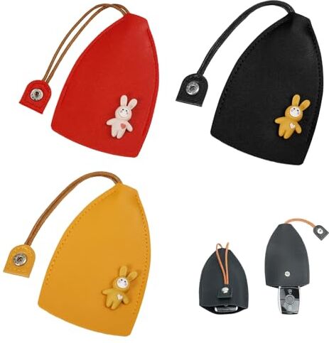 Ozmw 3Pezzi Borsa Portachiavi, Borsa Portachiavi in ​​Pelle, Borsa portachiavi a scomparsa, Tenere da 5 a 7 Chiavi(nero, giallo e rosso)