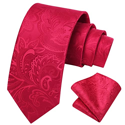 HISDERN Cravatta Uomo Rosso Uomo Cravatta Paisley Cravatte Floreali Sposa Formale Cravatte per Uomo
