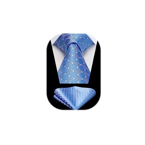 HISDERN Uomo Cravatta da Sposo Fazzoletto Cravatta da uomo & Pocket Square Set