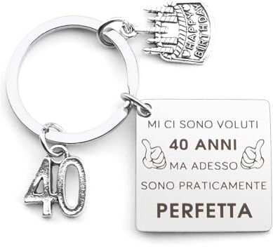 QONCV Regalo Compleanno, Portachiavi Compleanno, Regalo 40 Anni Donna, Regalo 40 Anni Uomo, Regalo Donna Compleanno, Regalo Fonna 40 Anni, Regalo Uomo 40 Anni, Regali Compleanno 40 Anni Donna