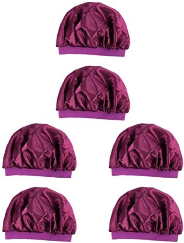 FRCOLOR 6 Pz Berretto Da Notte Cuffia Per Addormentata Salone Di Cappellini a Larga Cappelli Da Donna Copricapo Da Notte Cappello a Larga Raso Traspirante Viola Mancare