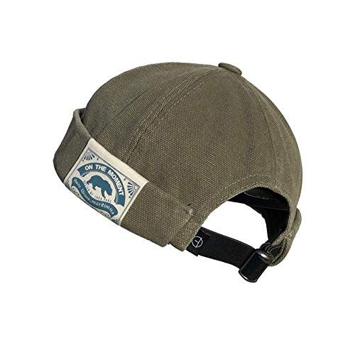 CLAPE Berretto Commando Lavoro Corduroy Docker Leon Brimless Beanie Cappello Rolled Cuff Harbour, Nero, 21-23.6 Inches / 54-60cm (Adjustable) (CT36-Green)