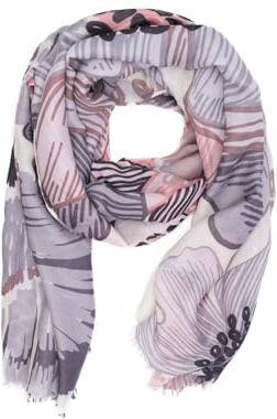 QUEEN HELENA Sciarpa Leggera Fantasia Foulard Morbido Colorato Casual Donna SC024-3 (Grigio)