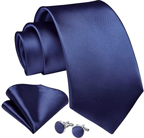 Enlision Cravatta Marinella Cravatta Uomo Elegante Set Cravatta e Fazzoletto Gemelli Cravatta e Pochette Tinta Unita Cravatta Matrimonio Festa