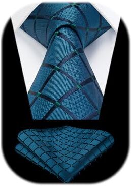 HISDERN Cravatta da sposa Fazzoletto Cravatta da uomo & Pocket Square Set Alzavola