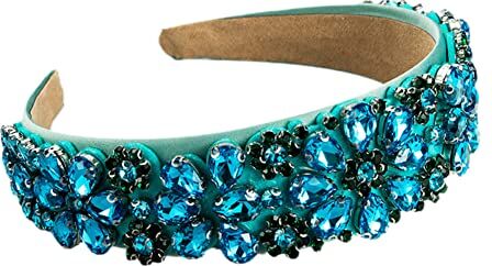 Youllyuu Donne strass fascia perline di cristallo Hairband fatto a mano larga capelli cerchio ragazze accessori per capelli 13