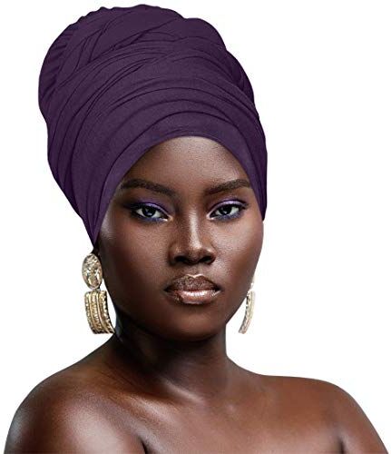 Novarena Ankara africana stampa morbida fascia fascia capelli lunghi avvolgere sciarpa turbante cravatta jersey maglia africana fascia testa avvolgere (11. viola)