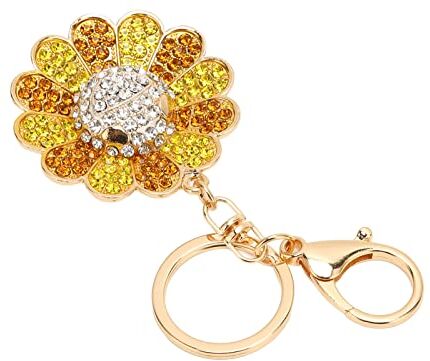 Cyllde Portachiavi d'oro Portachiavi girasole Scintillante strass Lucidatura Metallo Simpatico portachiavi Ornamento borsaper Ringraziamento Anniversario Portachiavi Accessori per donna(Cillde)