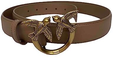 Pinko Love Berry H3 Belt Vitello Set, Cintura Donna, D01q_biscotto Zenzero-antique Gold, M