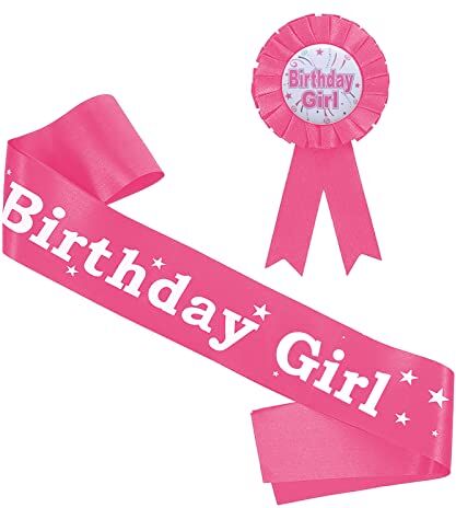 Lahviuu 2 Pezzi Fascia Compleanno Fusciacca Birthday Girl Compleanno Badge Cintura per Ragazza Distintivo di Compleanno(rosso)