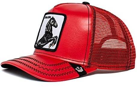 Goorin Bros. Cherry Mustang Stallion Horse Red Leather Adjustable Trucker cap