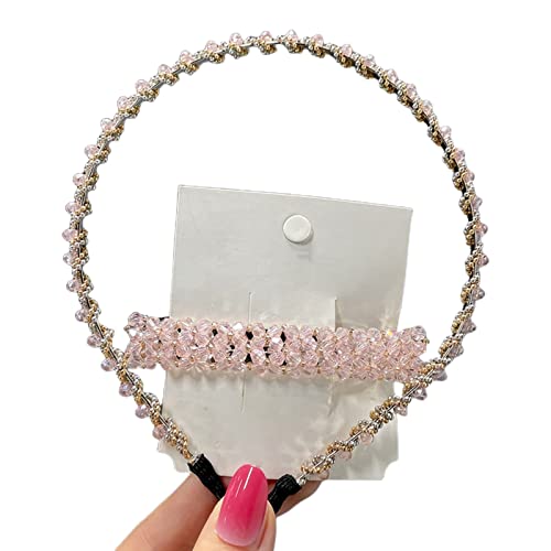 TOBILE Mollette per capelli 6 pezzi di cristallo di colore dolce fatto a mano perline per capelli per donne ragazza moda semplice set rosa