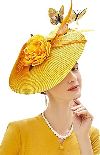 Youllyuu Farfalla Fiori Esagerato Fascinator Tea Party Derby Cappello Grande Pillbox Cappello Fascia Per Cocktail