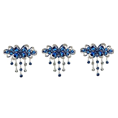 minkissy 3pcs forcina viola diadema fiore blu fermaglio per capelli viola strass fermagli per capelli francese vintage strass body clip stile retrò copricapo da donna copricapo da donna fermaglio