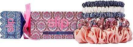 SLIP Silk Pure Silk Scrunchies, Cracker – Abbey – 100% Pure 22 Momme Mulberry Silk Scrunchies for Women – Hair-Friendly + Luxurious Elastic Scrunchies Set (5 Scrunchies)