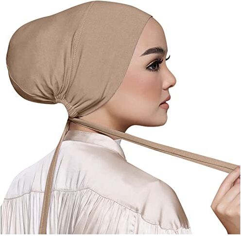 Sonnena Fasce per I Hijab da donna casual in tinta unita multicolore fasciatura elastica con lacci sul fondo Cerchietto Gioiello Sposa (Khaki, One Size)