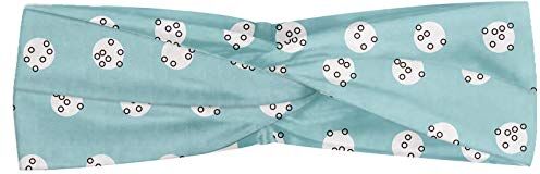 ABAKUHAUS Blu pallido Fascia per Capelli, Interno Polka Dots, Elastico e Morbido per lo Sport e l'Uso Quotidiano per Donna, Blue Sky Bianco e nero