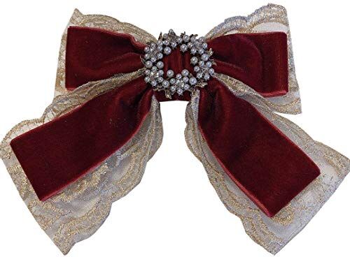 ARTSIM forcina elegante tessuto pizzo bowknot fermaglio for capelli fermaglio a molla fiocco fermagli for capelli perni ragazze nastro fatto a mano bowknot barette (Style : Wine Red)