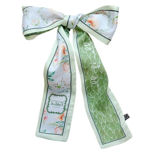 Jonesangle Sciarpa di seta da donna Sciarpa di seta verde fresca floreale Fascia for capelli Femmina sottile stretta Nuovi accessori for capelli intrecciati Senso senior Legato Pacchetto Cintura in nastro (Colo