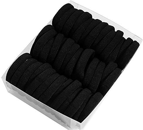 QIWANG 40pcs semplice testa corda femminile fondina fascia in pelle femminile cravatta testa alta elastica e durevole corda capelli piccola fascia in gomma nera copricapo spesso anello per capelli