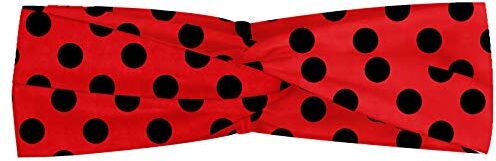 ABAKUHAUS Rosso e nero Fascia per Capelli, Pop Art Polka Dots, Elastico e Morbido per lo Sport e l'Uso Quotidiano per Donna, Scarlatto