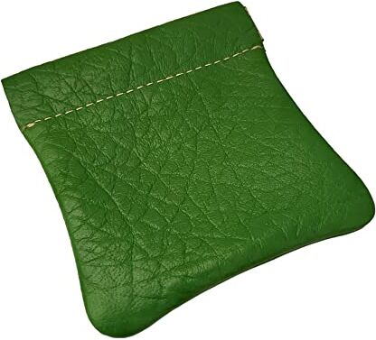 FAST WORLD SHOPPING ® Portamonete Vera Pelle Porta monete Banconote Monetine Made In Italy Borsello Borsellino Tascabile Portafoglio Uomo Portasoldi Donna Unisex Chiusura Molla Snap (Verde Chiaro)