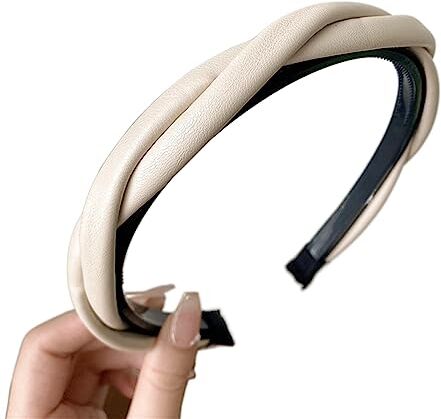 MOIKEN Forcine Capelli Donna Braided Headband Coffee Beige Black Twisted Hairband Simple Hair Band Hair Accessories (Color : White)