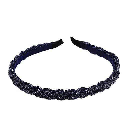 eexuujkl Accessori per capelli Fascia per capelli da donna in stile fatto a mano Fascia per capelli regolabile abbinata per lo styling semplice per bambini Studenti Adolescenti, Blu navy