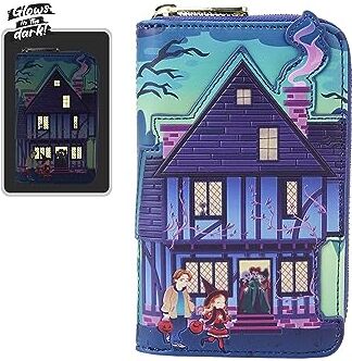 loungefly Hocus Pocus Sanderson Sisters House Glow Zip Around Wallet