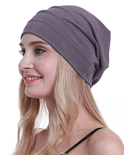 osvyo Cotone Chemo Cappelli Soft Caps Cancro Copricapo per le donne perdita di capelli sigillati imballaggio, Lilla/Grigio, Taglia unica