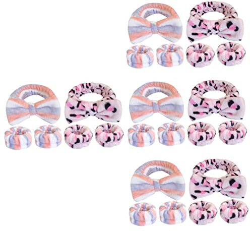 minkissy 8 Set Da Polso Leopardata in Pile Di Corallo Per Cosmetica Asciugamani Da Polso Sfocata Per La Cura Della Pelle Sciarpa Tie-dye Mancare Tessuto