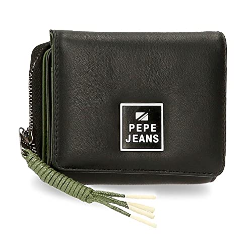 Pepe Jeans Bea Portafoglio con Portamonete Nero 10x8x3 cm Pelle Sintetica