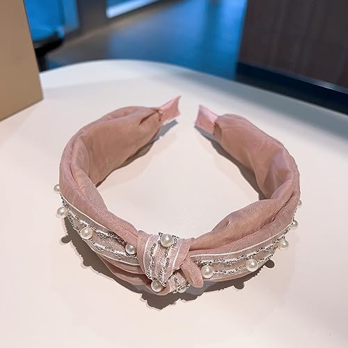 Generico Retro accessori sexy dei capelli della fascia della forcella del nodo di fragranza della perla del merletto di nuovo arrivo retro, FD41-Pink