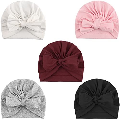 DRESHOW 5 Pezzi Cappello Turbante Bambina Cappellini Berretti e Cappellin per Infantile Bambino Neonato Ragazza