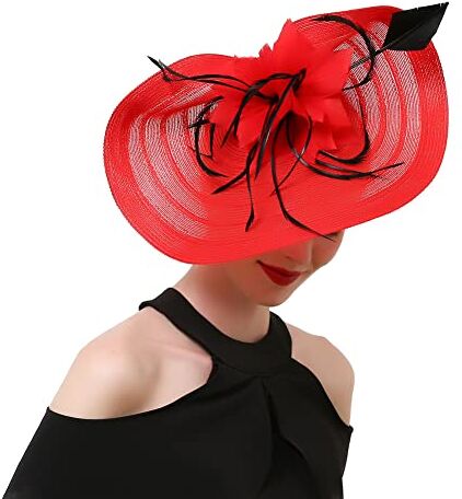 Youllyuu Fascinators Cuffia da cerimonia nuziale della chiesa del tè del partito della piuma del cappello della pillola del cappello della fascia per il cocktail