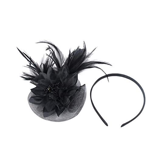 Mashaouyo Fascia per matrimonio, cappello da donna, fascinators, palla da cocktail, fascia da uomo (nero, taglia unica)