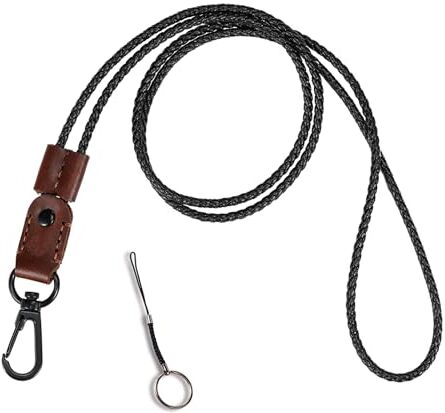 aolaso Cordino da collo in pelle con robusta clip metallica, ideale come portabadge o portachiavi, unisex