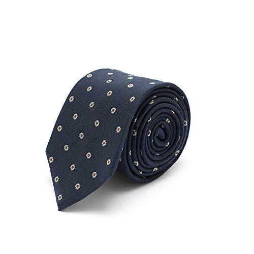 BRERA 67 Cravatta Uomo Elegante in Lana e Seta Blu Fiori   Cravattino per Completo 148x8   Cravatte Slim per Vestito da Cerimonia e per Abiti da Lavoro